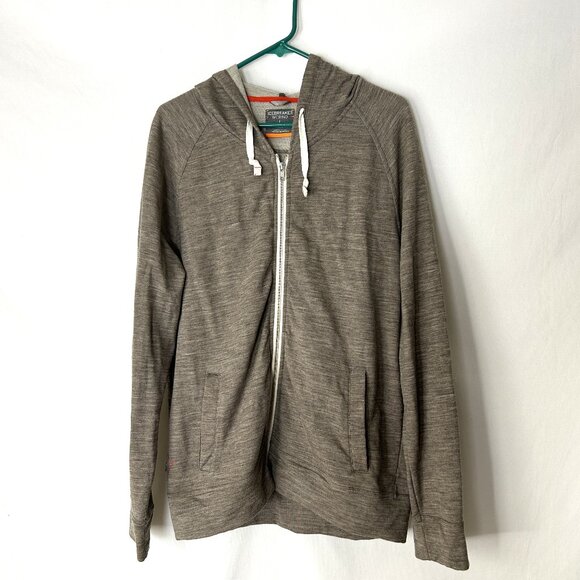 Icebreaker Merino Full Zip Hoodie Gray Men's L (small hole) - Picture 1 of 7